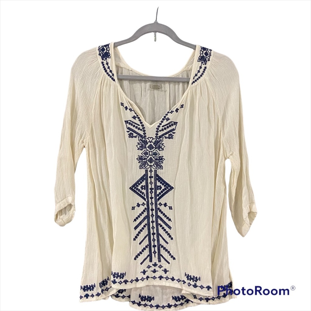 Boho Aztec inspired embroidered blouse